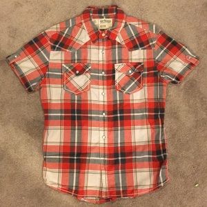 Men’s Plaid Button Up Short Sleeve Shirt
